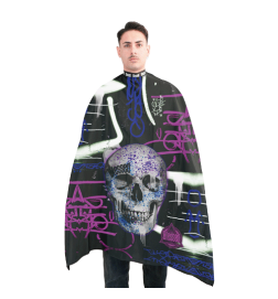 BLESSED – CAPA DE PELUQUERÍA CON CUELLO DE NEOPRENO PURPLE SKULL