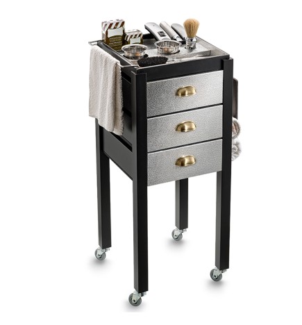 EUROSTIL - CARRITO DE BARBERÍA EN PLATA CON 3 CAJONES