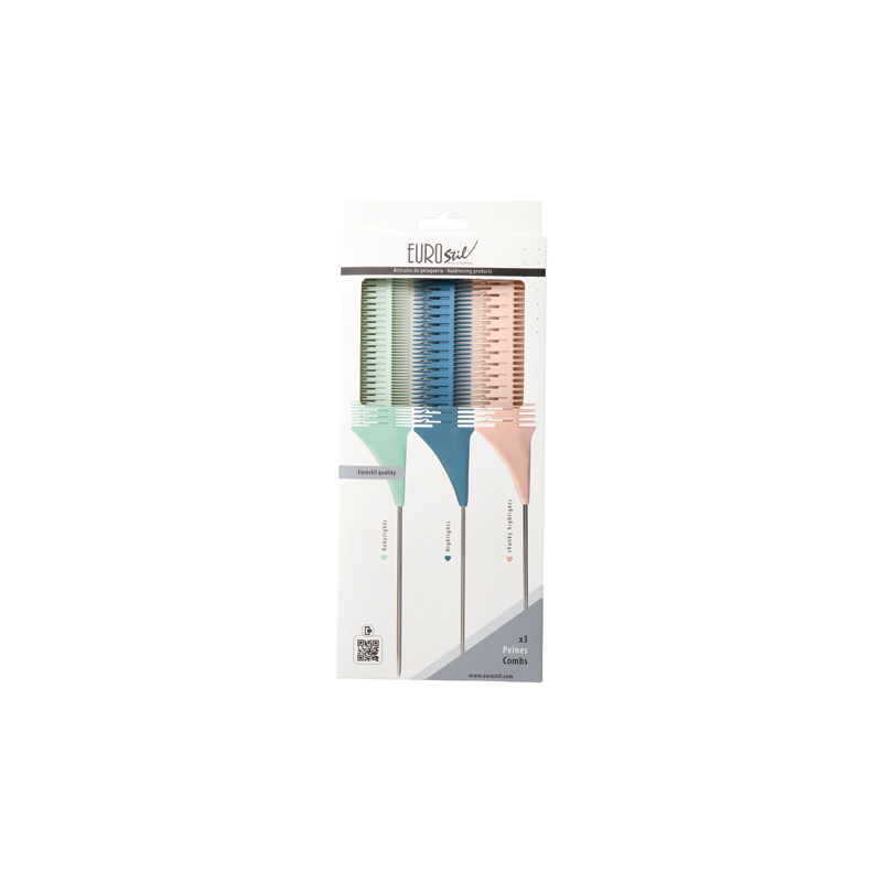 EUROSTIL - SET DE 3 PEINES PARA MECHAS EUROSTIL - SET DE 3 PEINES PARA MECHAS