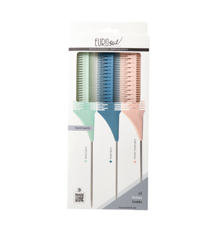 EUROSTIL - SET DE 3 PEINES PARA MECHAS