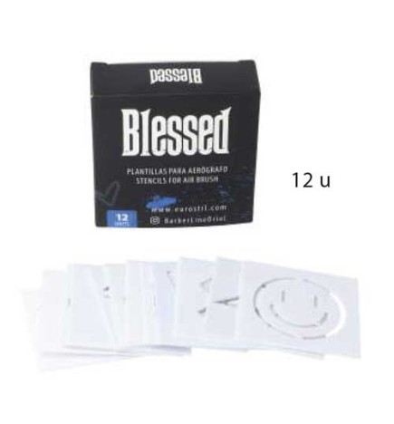 BLESSED – PACK DE 12 PLANTILLAS PARA AERÓGRAFO DE BARBERÍA