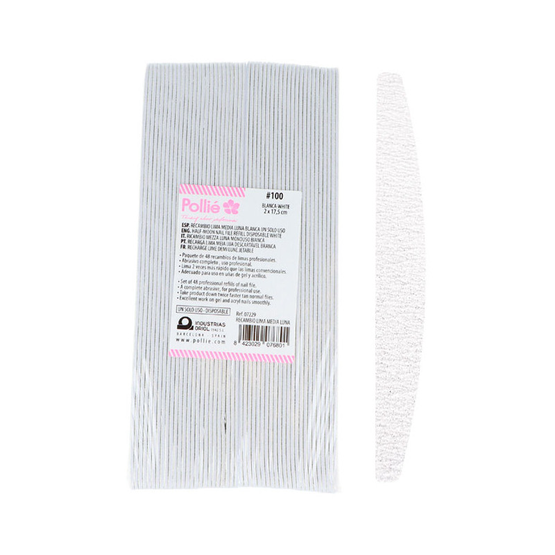 POLLIÉ - PACK 48 RECAMBIOS LIMA MEDIA LUNA 100 BLANCA