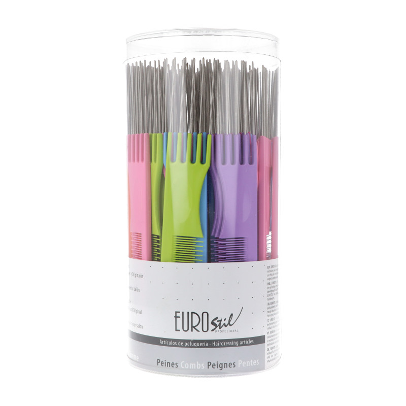 EUROSTIL - BOTE 60 PEINES COLORES MOD.1469 PEINE 5 PÚAS AHUECADOR COLOR
