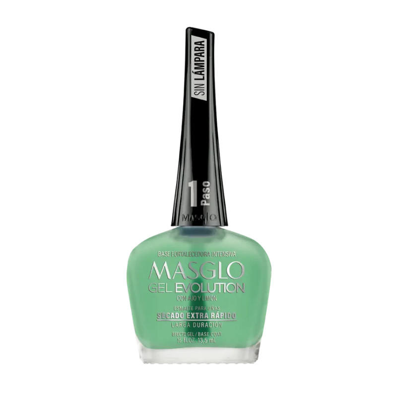 MASGLO – BASE FORTALECEDORA DE UÑAS CON AJO Y LIMÓN GEL EVOLUTION 13,5 ML