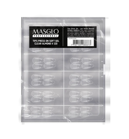 MASGLO - TIPS PRESS ON SOFT GEL CLEAR CAJA X 120 UND