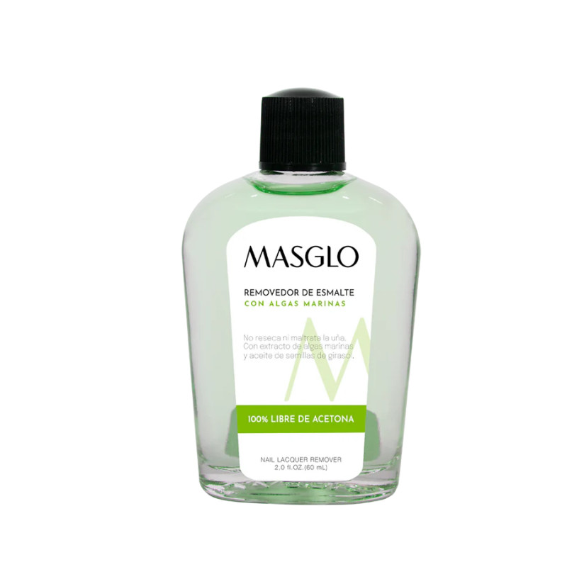 MASGLO REMOVEDOR DE ESMALTE TRADICIONAL CON ALGAS MARINAS 60 ML