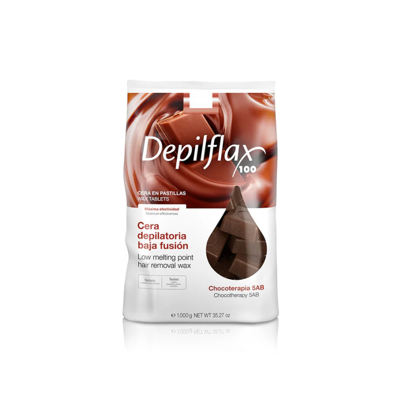 DEPILFLAX CERA DE BAJA FUSIÓN CREMOSA PLUS CHOCOTHERAPY 5AB 1KG DEPILFLAX CERA DE BAJA FUSIÓN CREMOSA PLUS CHOCOTHERAPY 5AB 1KG