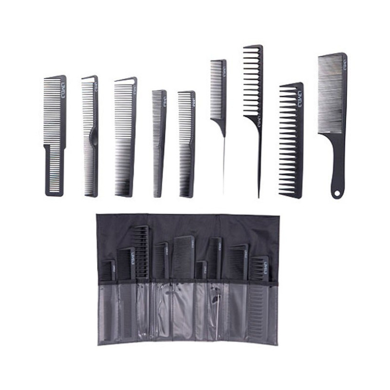 L3VEL3 - SET DE 9 PEINES NEGRO CON FUNDA